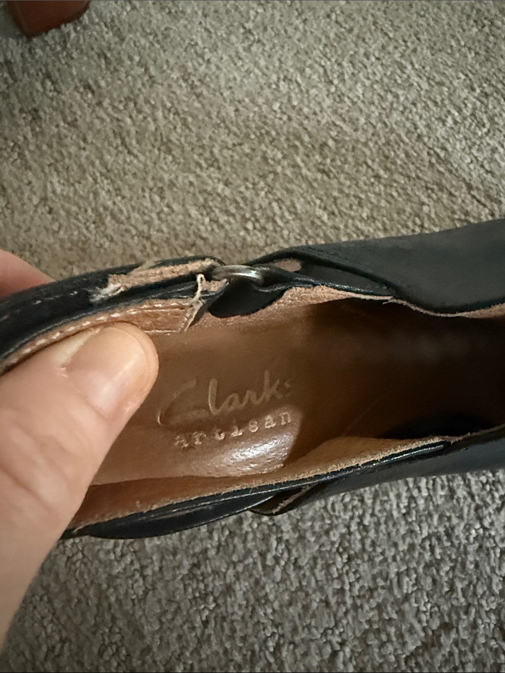 Clarks Black Peep-Toe Slingback Block Heel Sandals - Picture 2 of 5